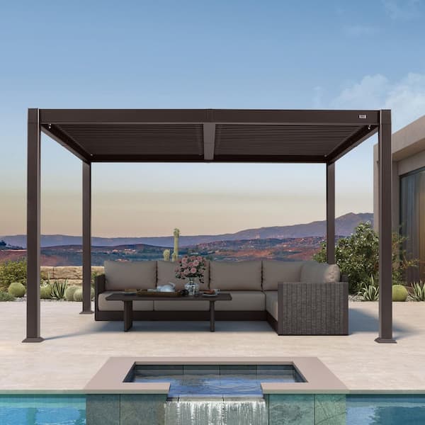 Aluminum outdoor pergola setup on concrete slab