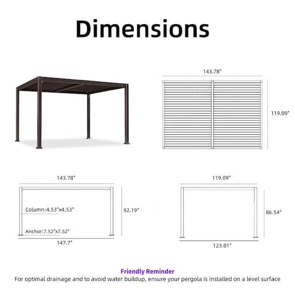 Purple Leaf 10x12 Bronze Aluminum Louvered Pergola
