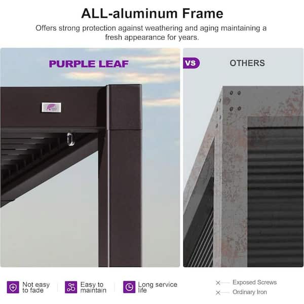 Purple Leaf 10x12 Bronze Aluminum Louvered Pergola