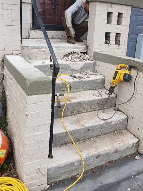 Repaired concrete steps