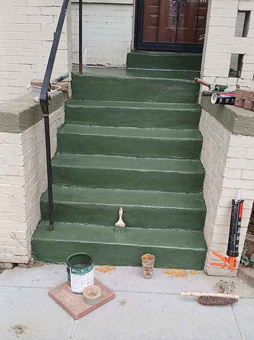 Finished painted concrete stairway