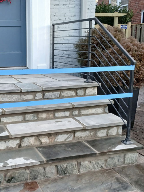 Detail of stonework on renovated stairs